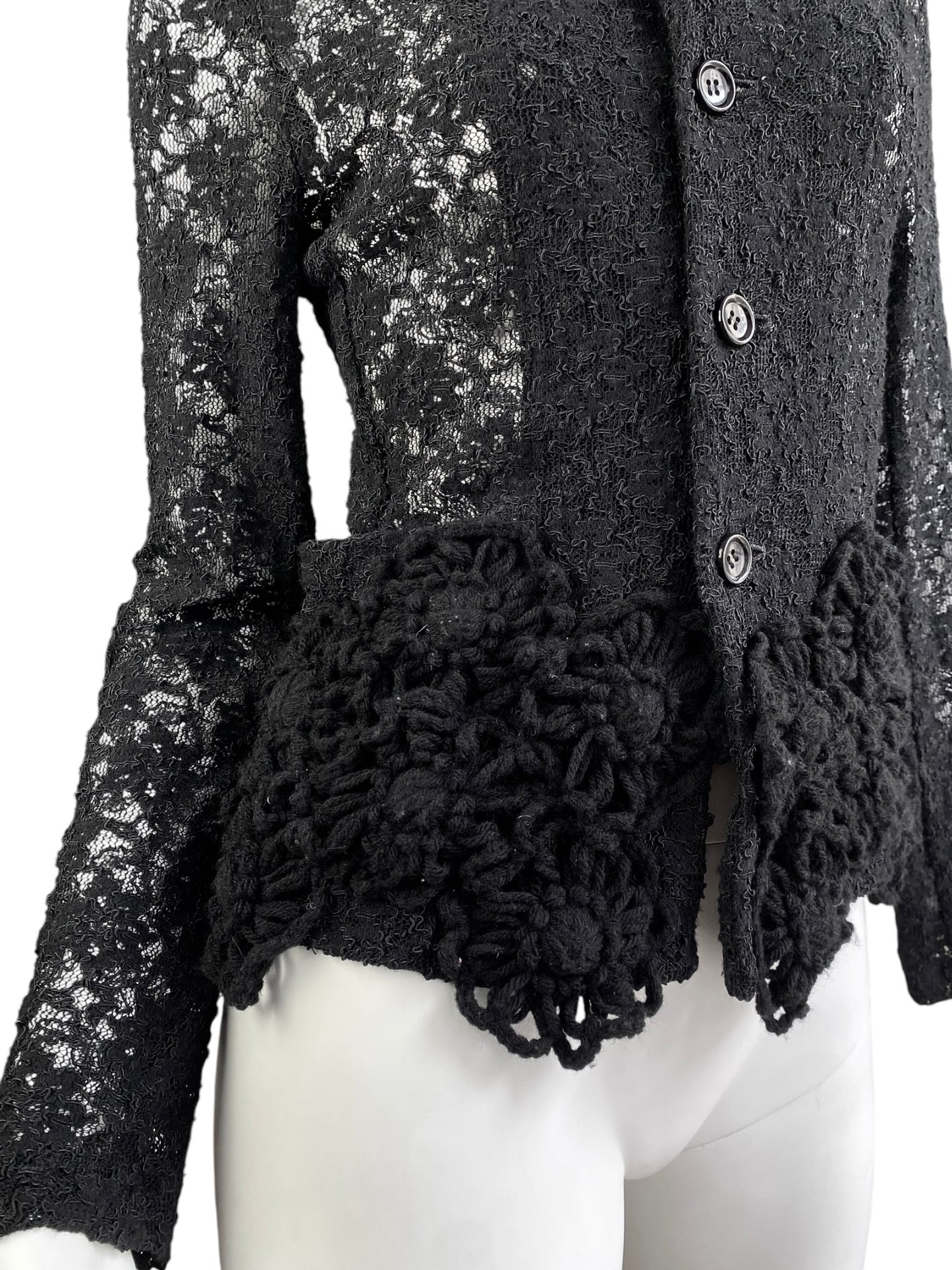 COMME DES GARÇONS SS2012 BLACK LACE TRICOT FLOWER JACKET