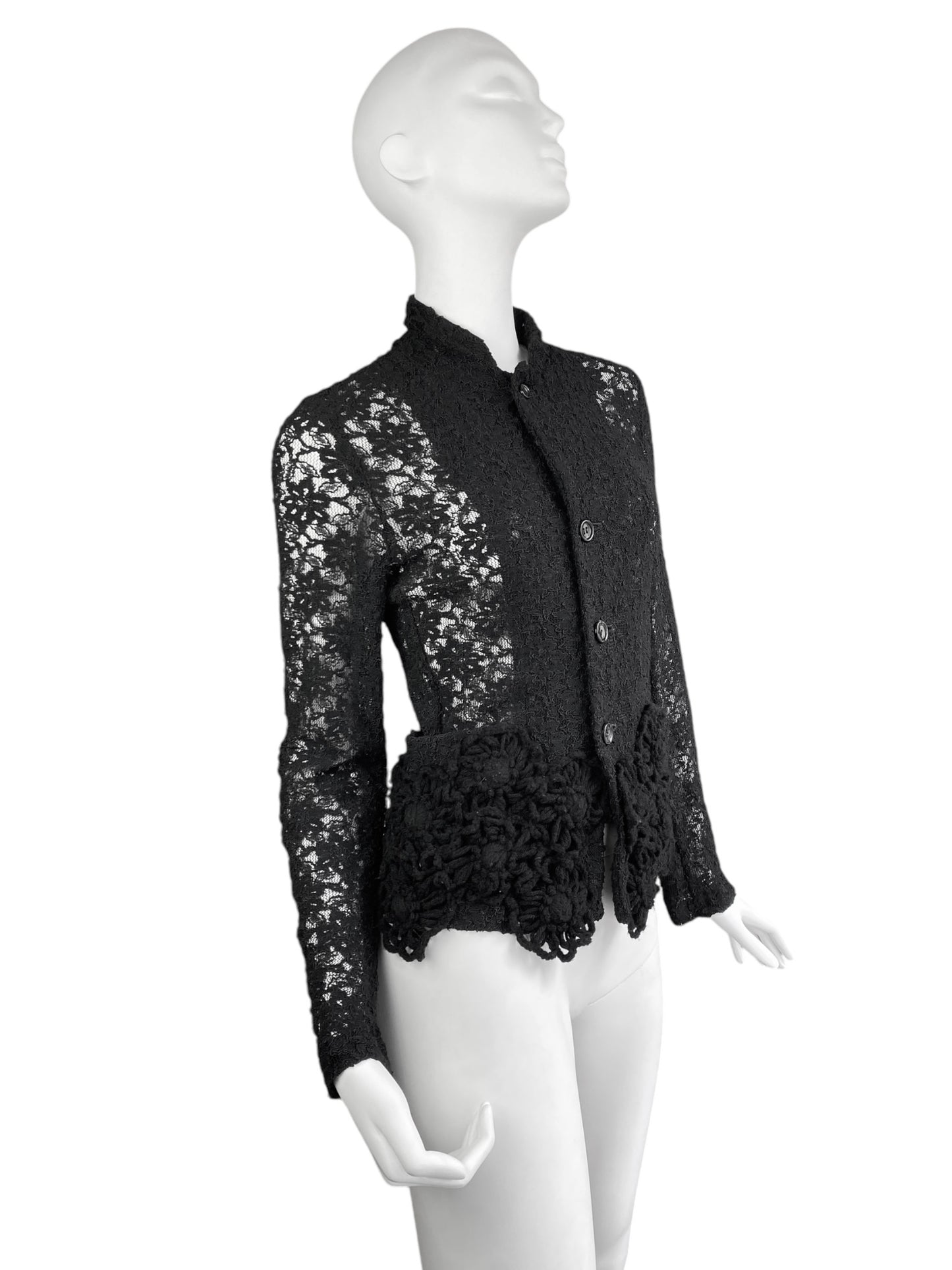 COMME DES GARÇONS SS2012 BLACK LACE TRICOT FLOWER JACKET