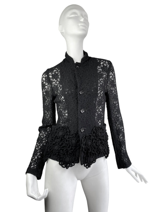 COMME DES GARÇONS SS2012 BLACK LACE TRICOT FLOWER JACKET