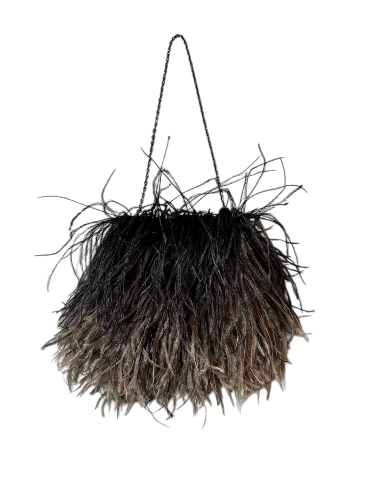 GIVENCHY PRE-FALL 2011 BY RICARDO TISCI BLACK & BROWN OSTRICH FEATHER BAG