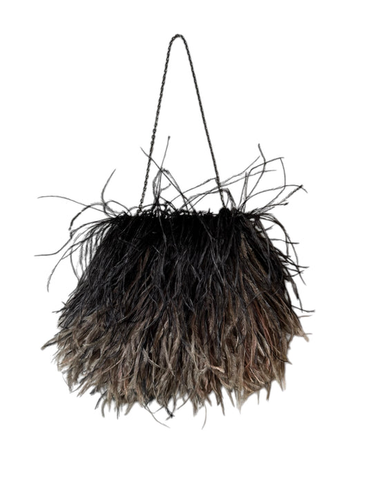 GIVENCHY PRE-FALL 2011 BY RICARDO TISCI BLACK & BROWN OSTRICH FEATHER BAG
