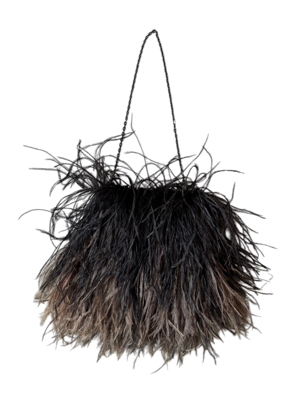 GIVENCHY PRE-FALL 2011 BY RICARDO TISCI BLACK & BROWN OSTRICH FEATHER BAG