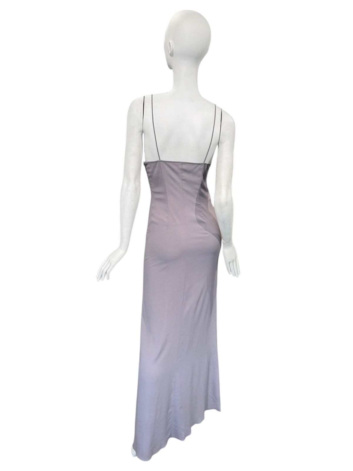 ALBERTA FERRETTI PRE-FALL 2023 LAVENDER SILK HOODED MAXI DRESS