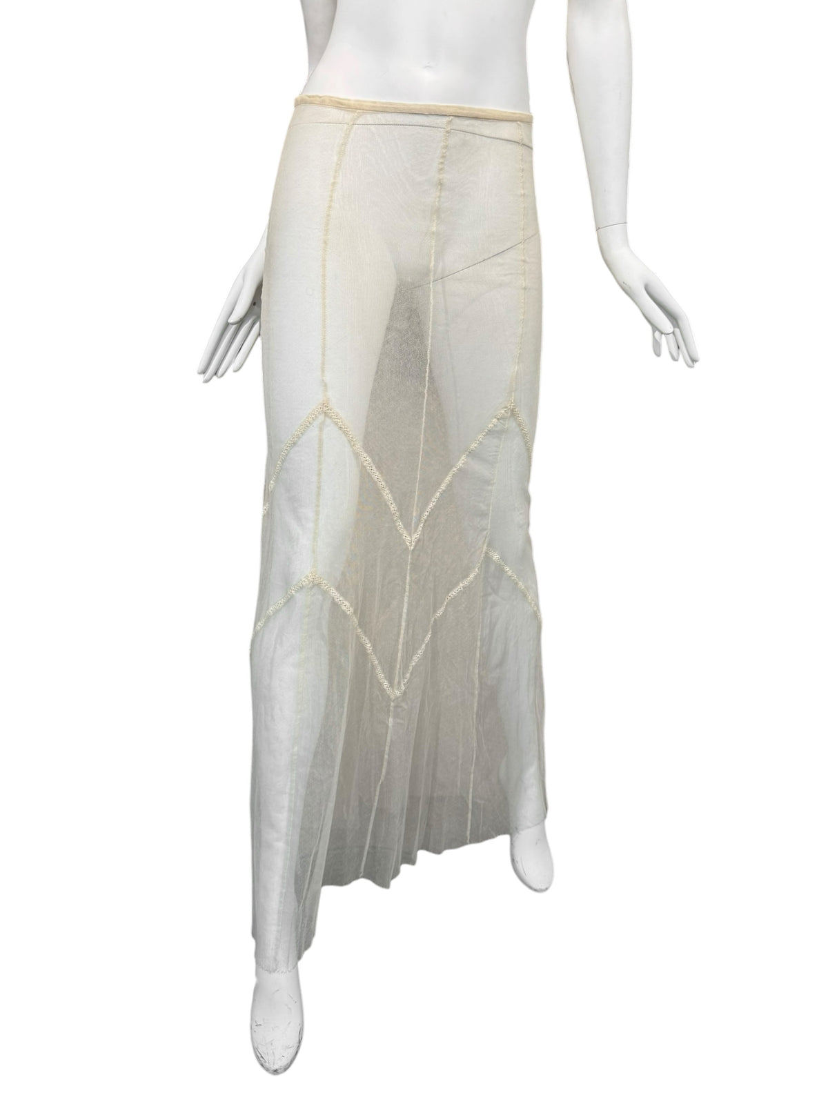 PLEIN SUD SS1994 BEIGE TULLE SHEER MAXI SKIRT