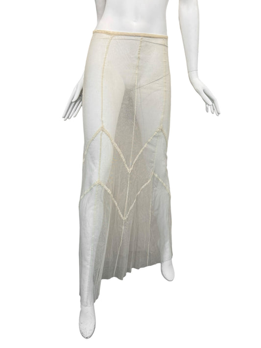 PLEIN SUD SS1994 BEIGE TULLE SHEER MAXI SKIRT