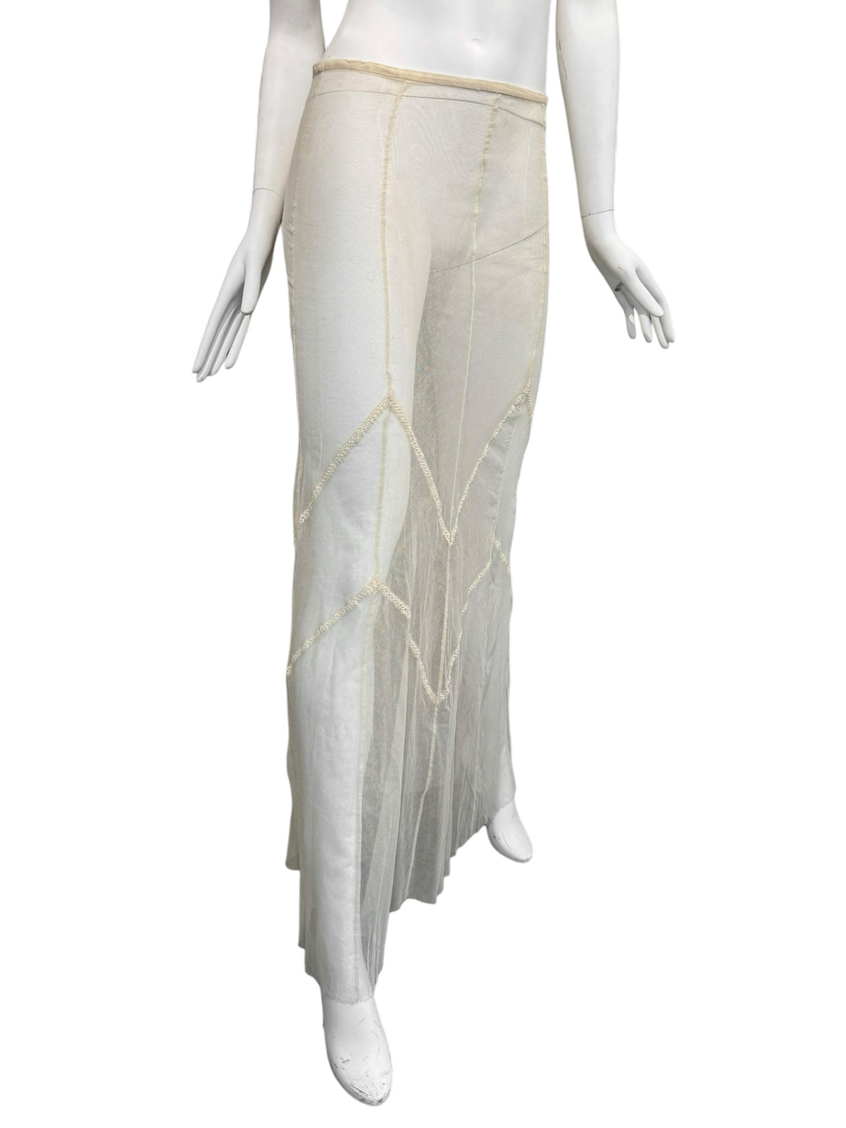 PLEIN SUD SS1994 BEIGE TULLE SHEER MAXI SKIRT