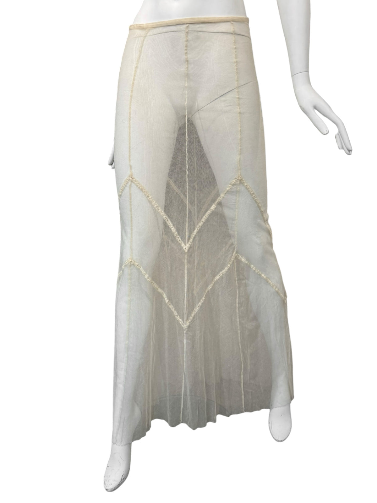 PLEIN SUD SS1994 BEIGE TULLE SHEER MAXI SKIRT