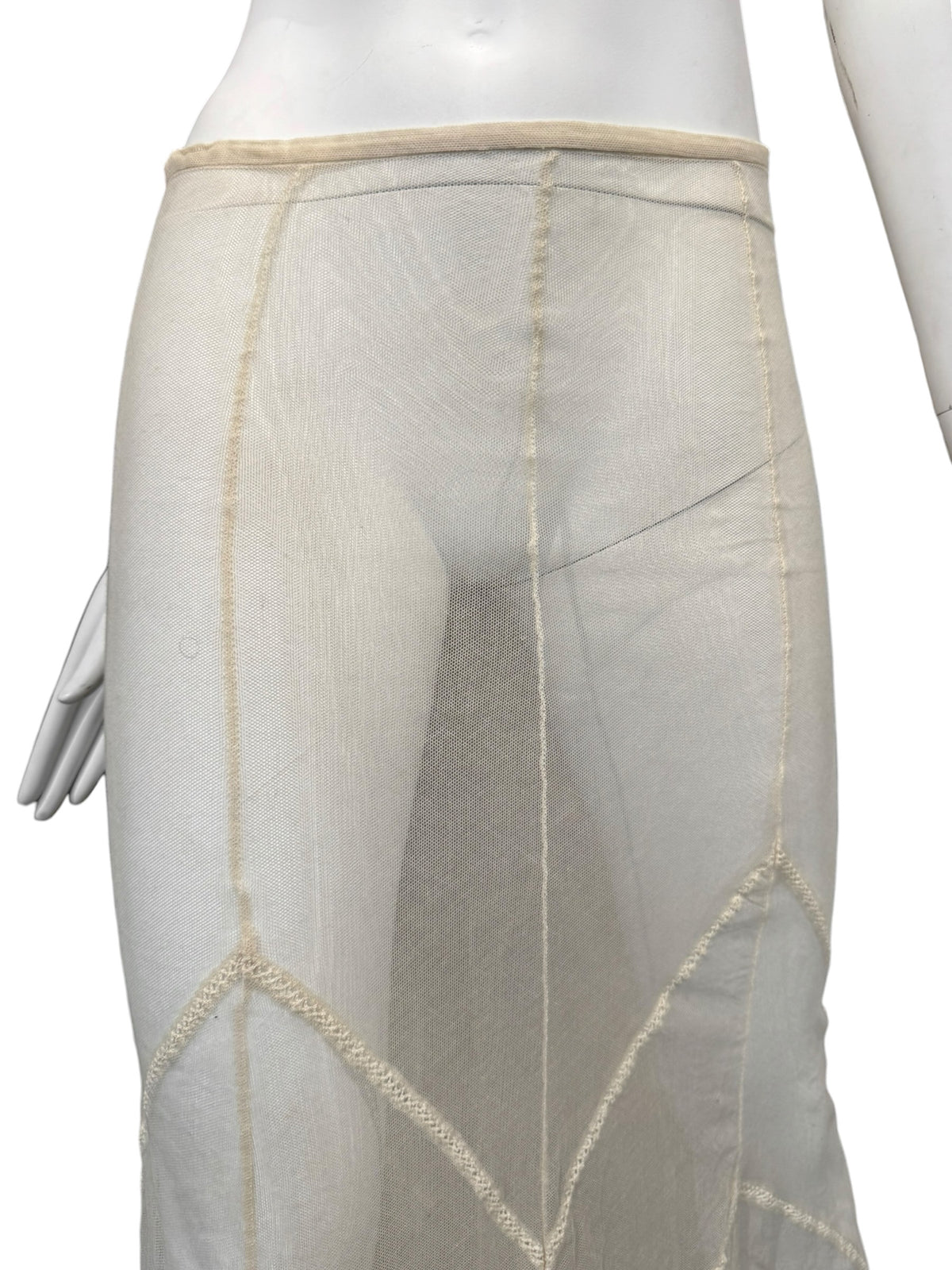 PLEIN SUD SS1994 BEIGE TULLE SHEER MAXI SKIRT