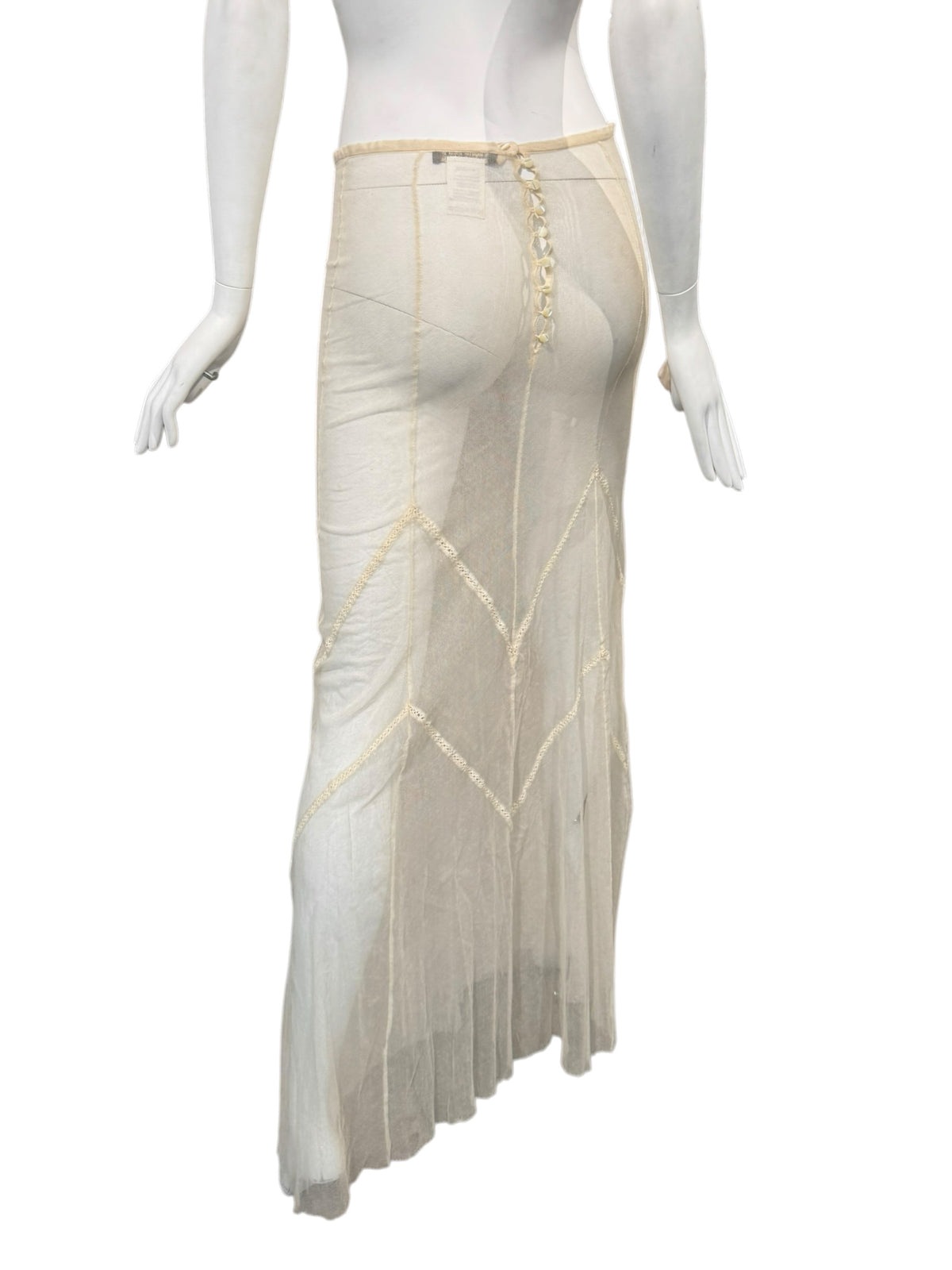PLEIN SUD SS1994 BEIGE TULLE SHEER MAXI SKIRT