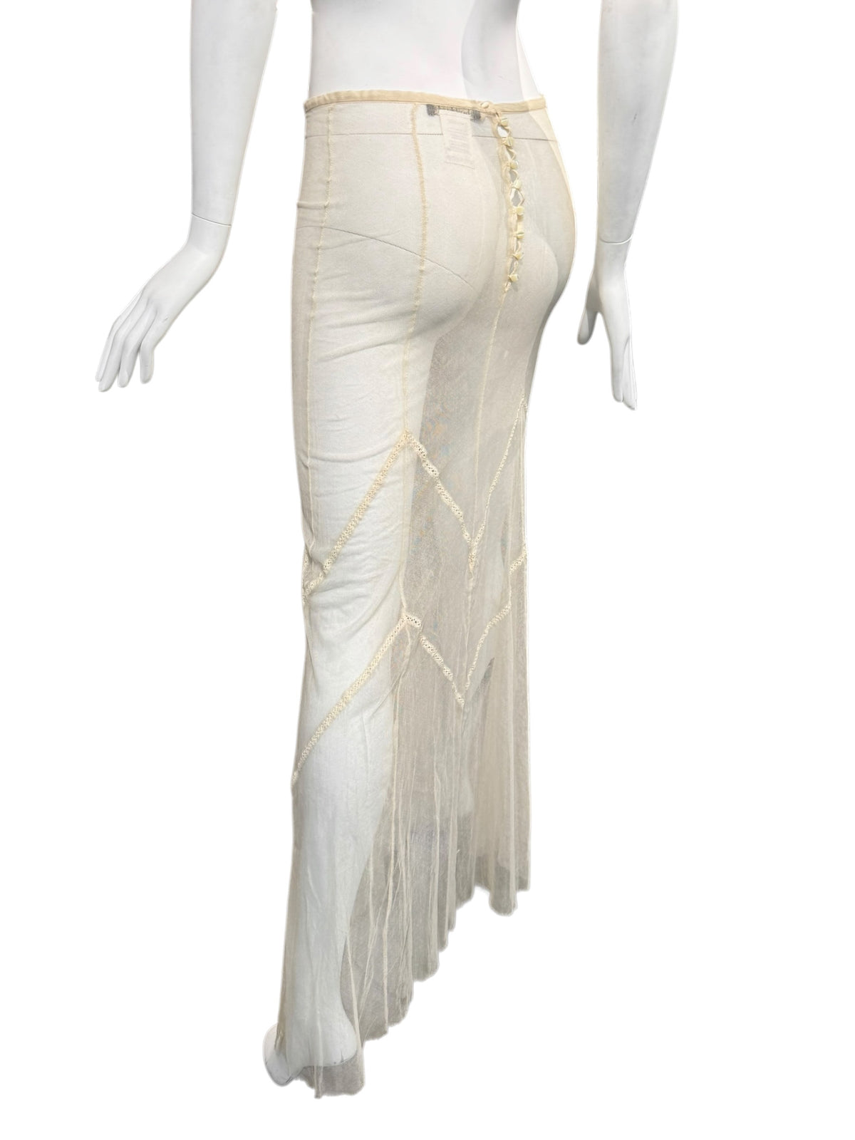 PLEIN SUD SS1994 BEIGE TULLE SHEER MAXI SKIRT