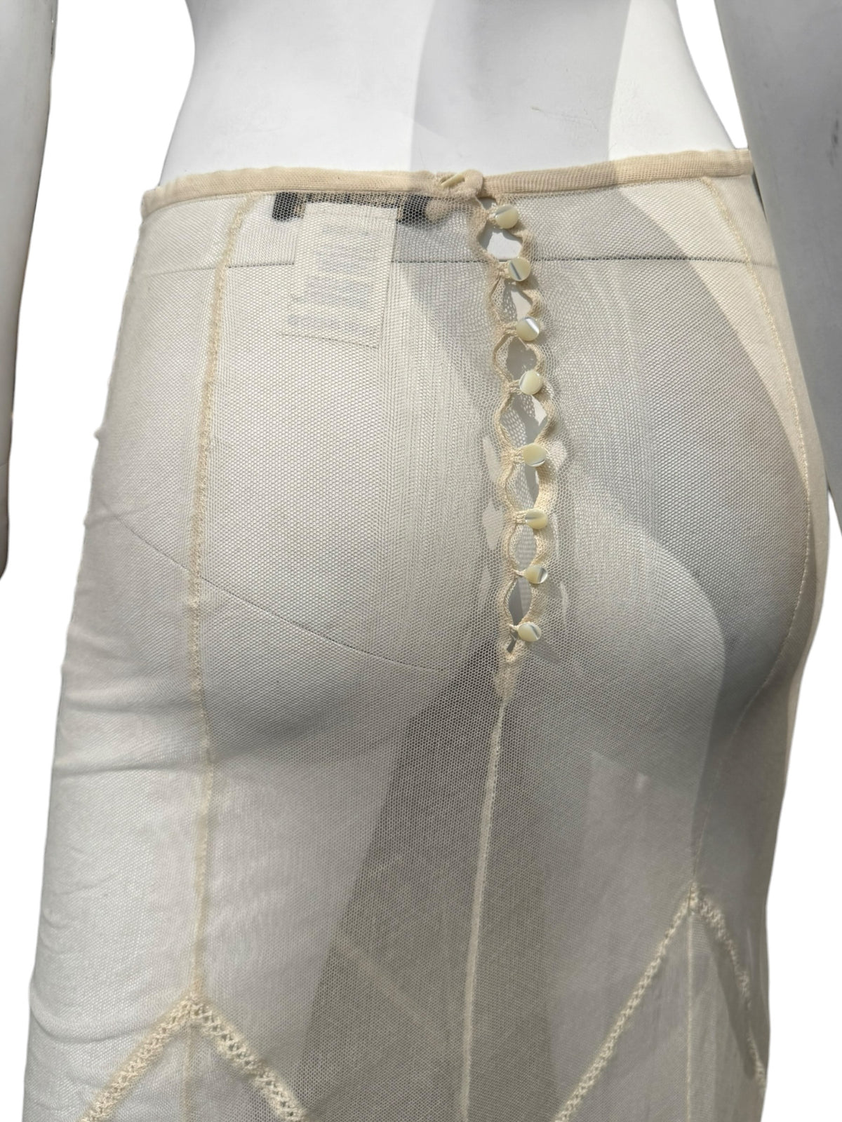 PLEIN SUD SS1994 BEIGE TULLE SHEER MAXI SKIRT