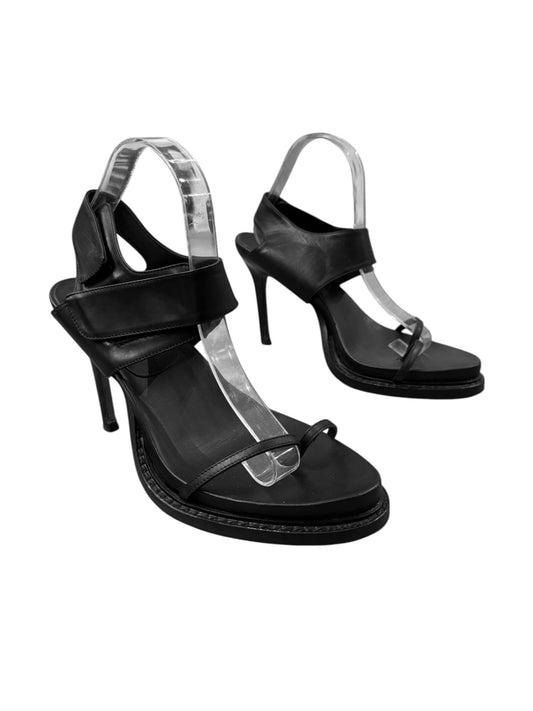 ANN DEMEULEMEESTER SS2006 BLACK LEATHER SANDAL HEELS