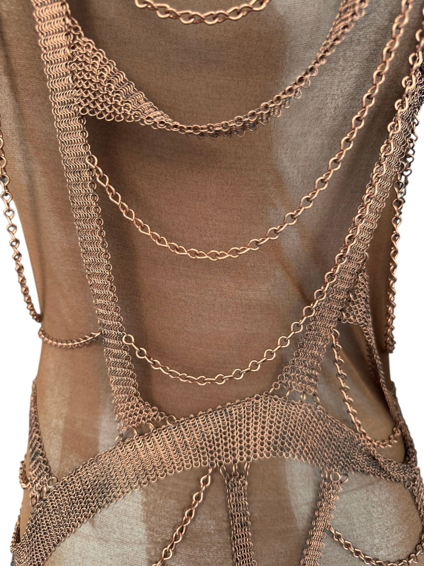 PLEIN SUD SS2001 BROWN CHAINS BONDAGE DRESS