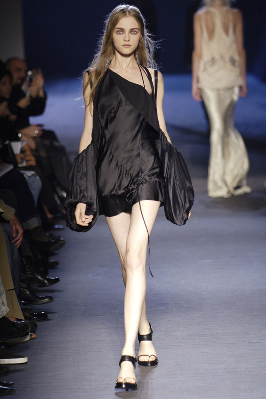 ANN DEMEULEMEESTER SS2006 BLACK LEATHER SANDAL HEELS