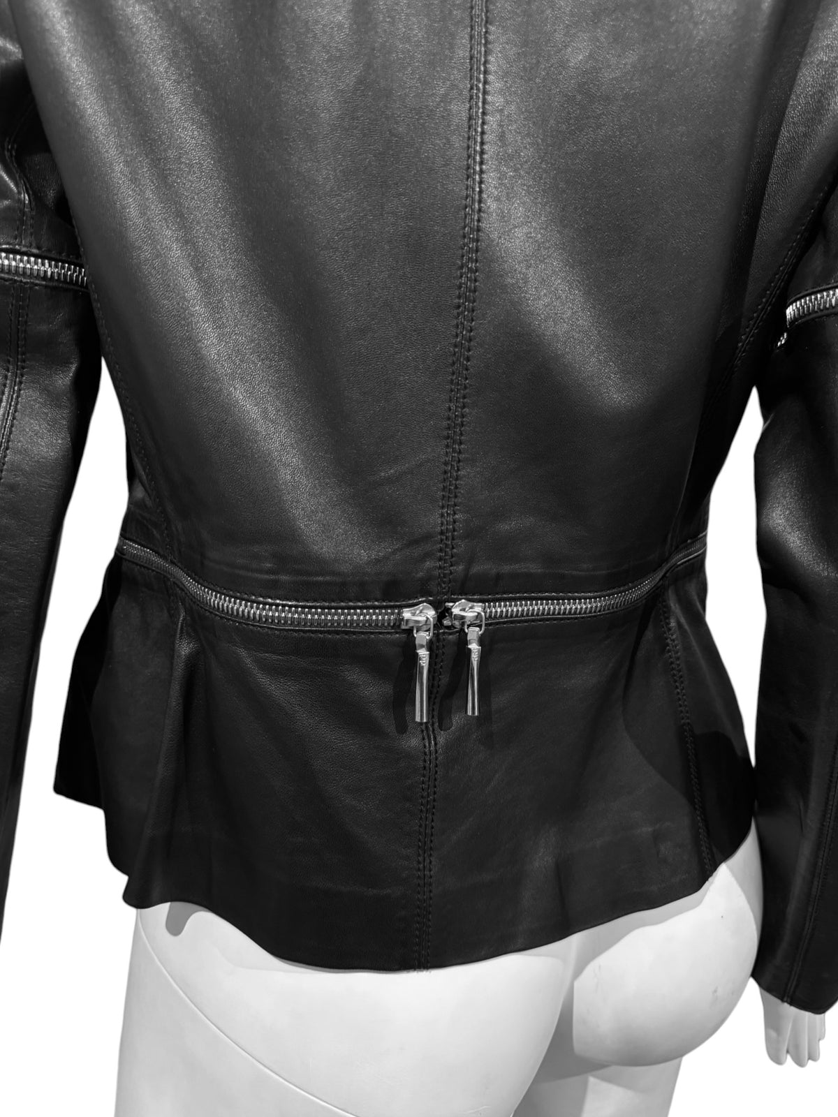 SYLVIE SCHIMMEL 2000s BLACK LEATHER MULTI-ZIP JACKET