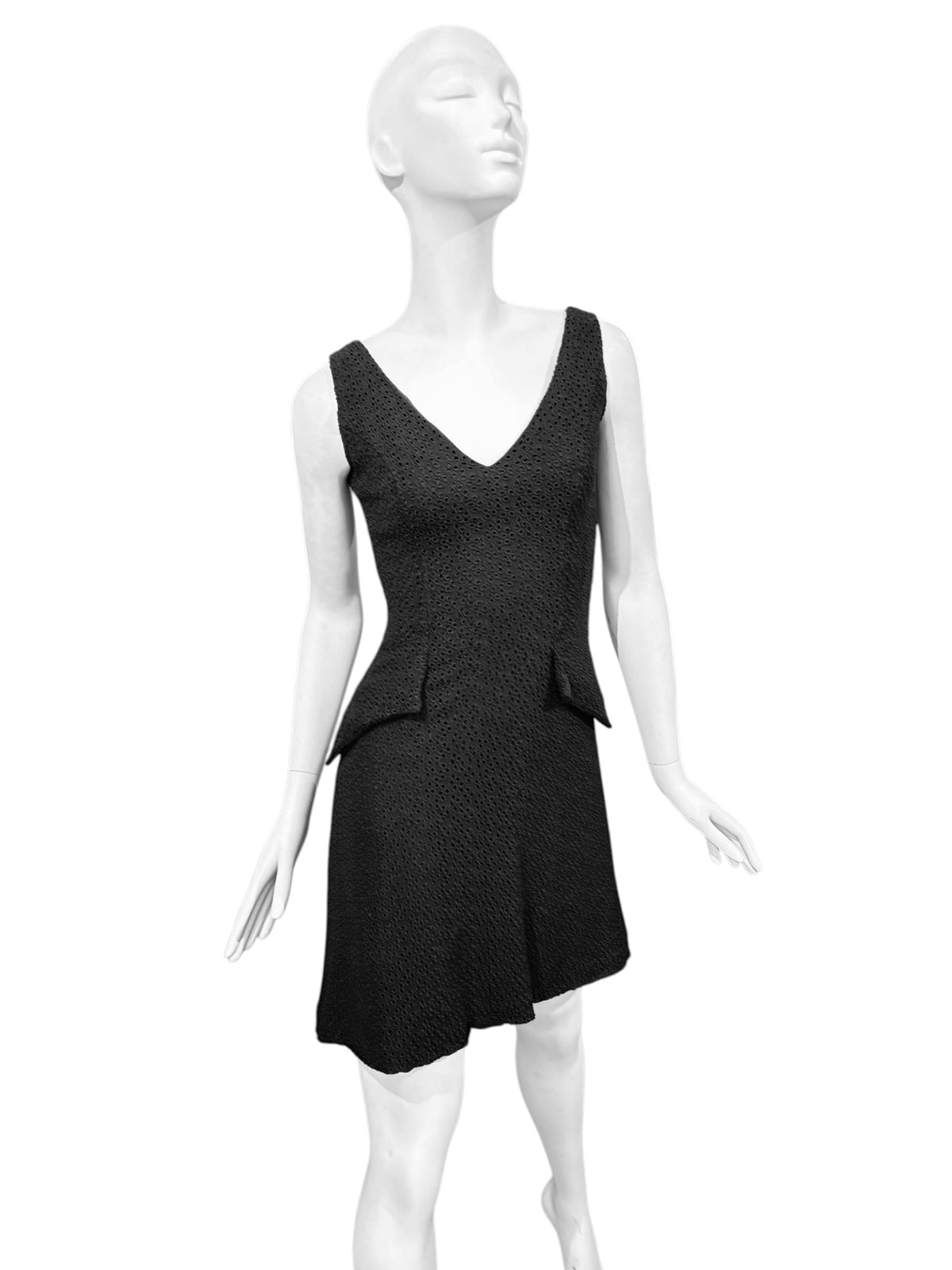 CHRISTIAN DIOR SS1998 BLACK SILK BRODERIE ANGLAISE MINI DRESS