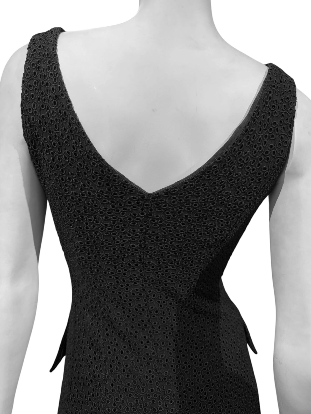 CHRISTIAN DIOR SS1998 BLACK SILK BRODERIE ANGLAISE MINI DRESS
