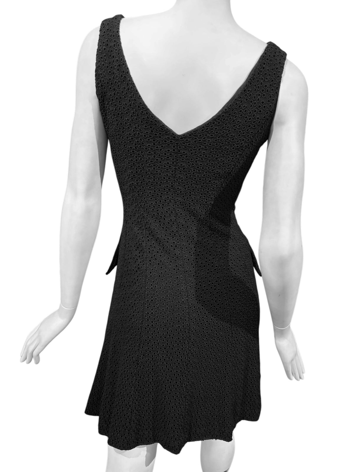 CHRISTIAN DIOR SS1998 BLACK SILK BRODERIE ANGLAISE MINI DRESS