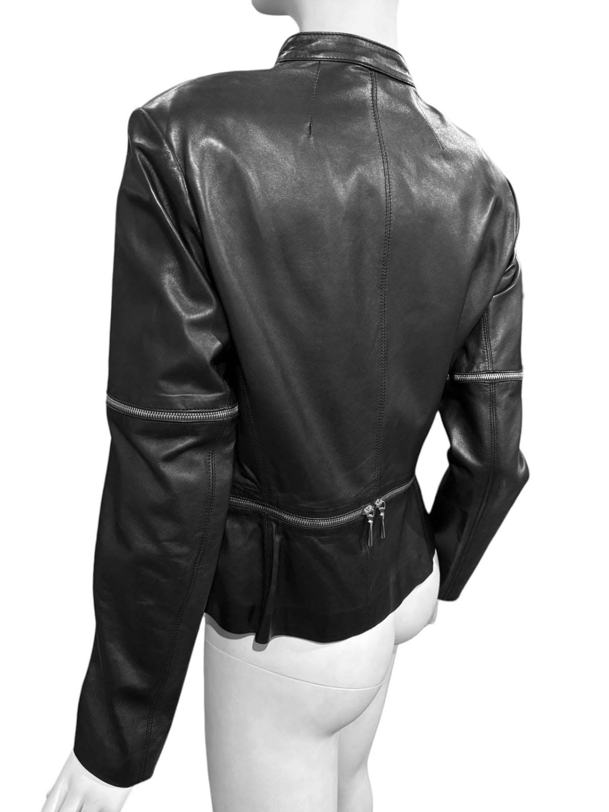 SYLVIE SCHIMMEL 2000s BLACK LEATHER MULTI-ZIP JACKET