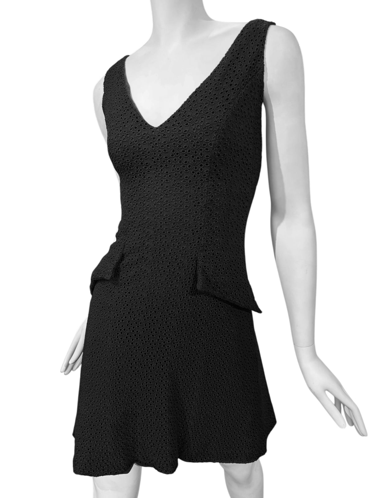 CHRISTIAN DIOR SS1998 BLACK SILK BRODERIE ANGLAISE MINI DRESS