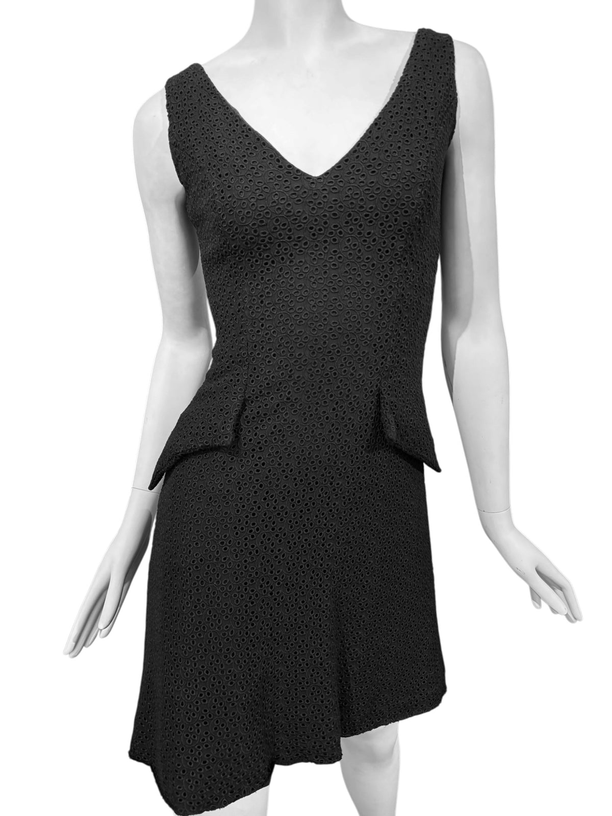 CHRISTIAN DIOR SS1998 BLACK SILK BRODERIE ANGLAISE MINI DRESS