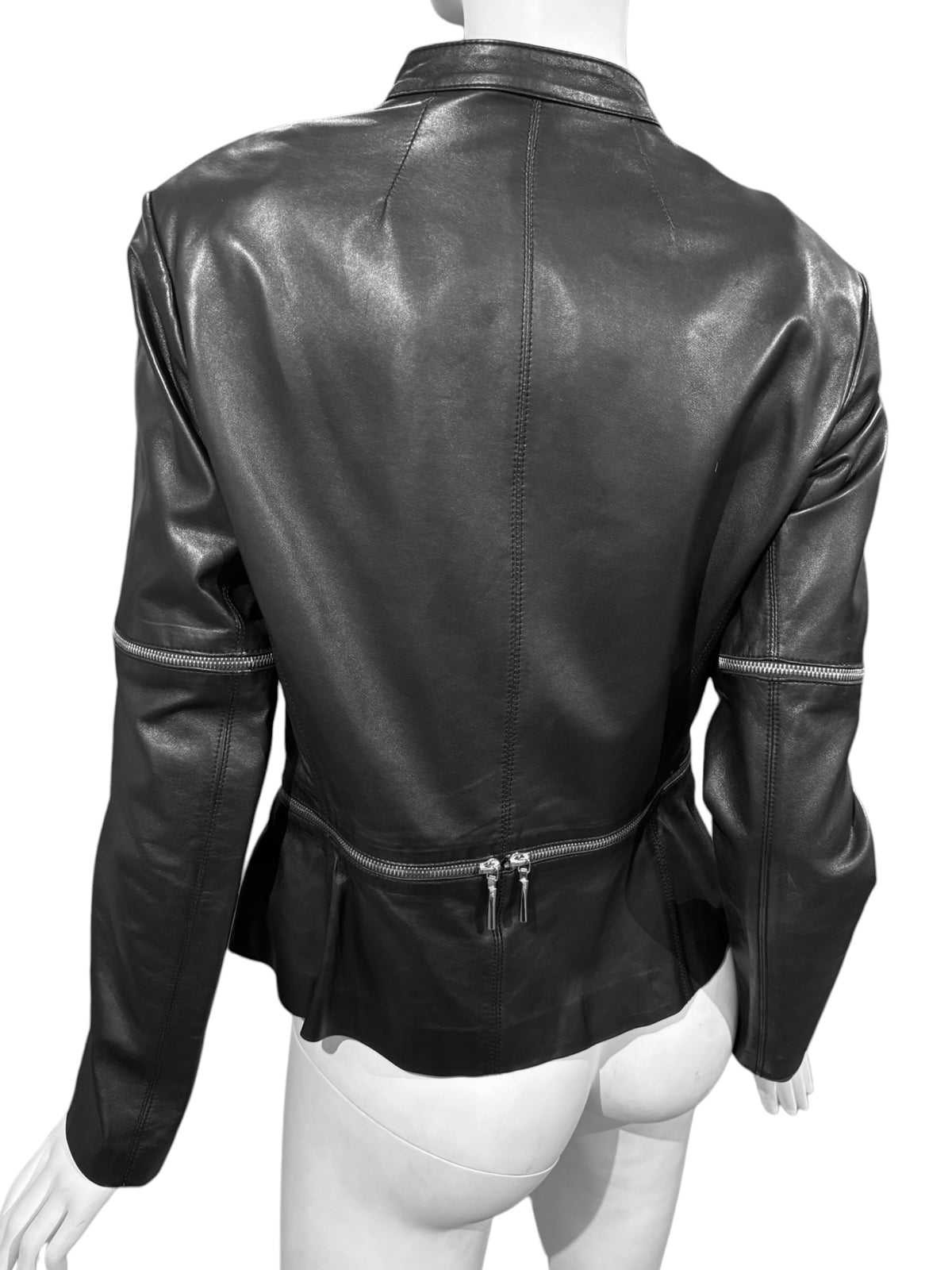 SYLVIE SCHIMMEL 2000s BLACK LEATHER MULTI-ZIP JACKET
