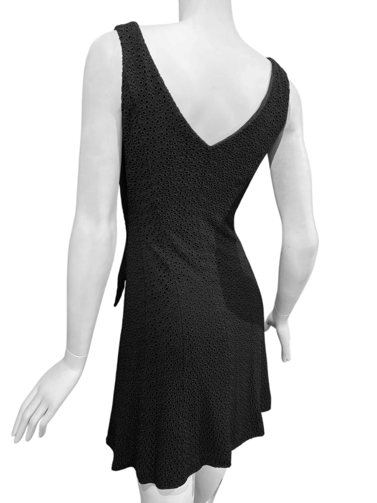 CHRISTIAN DIOR SS1998 BLACK SILK BRODERIE ANGLAISE MINI DRESS