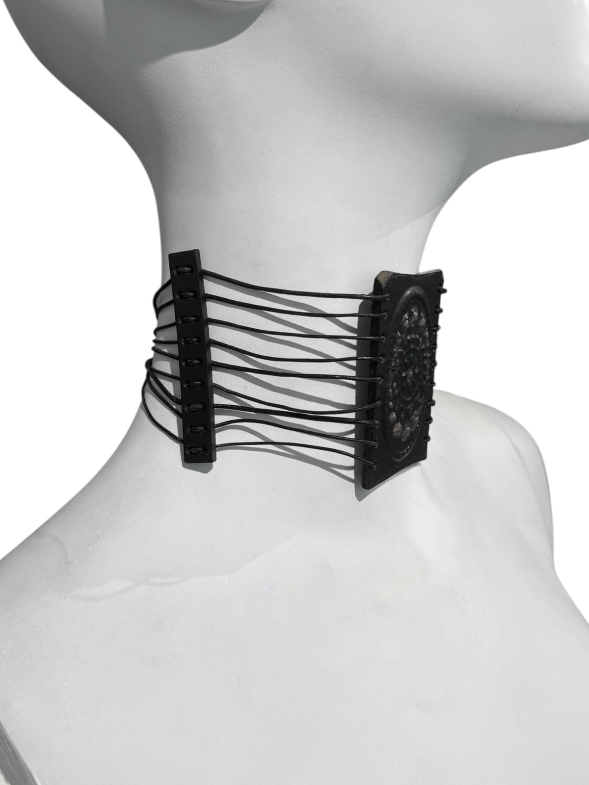 JEAN PAUL GAULTIER 1990s BLACK LEATHER MASSAI CHOKER