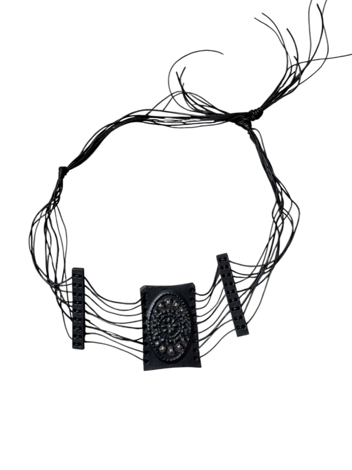 JEAN PAUL GAULTIER 1990s BLACK LEATHER MASSAI CHOKER