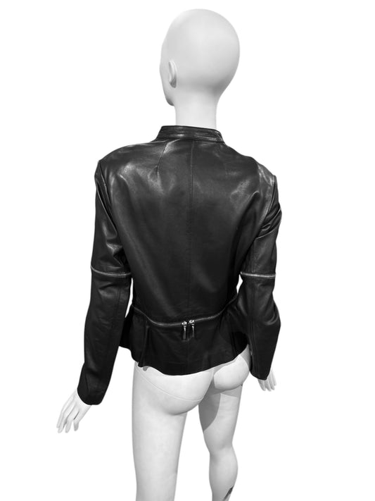 SYLVIE SCHIMMEL 2000s BLACK LEATHER MULTI-ZIP JACKET