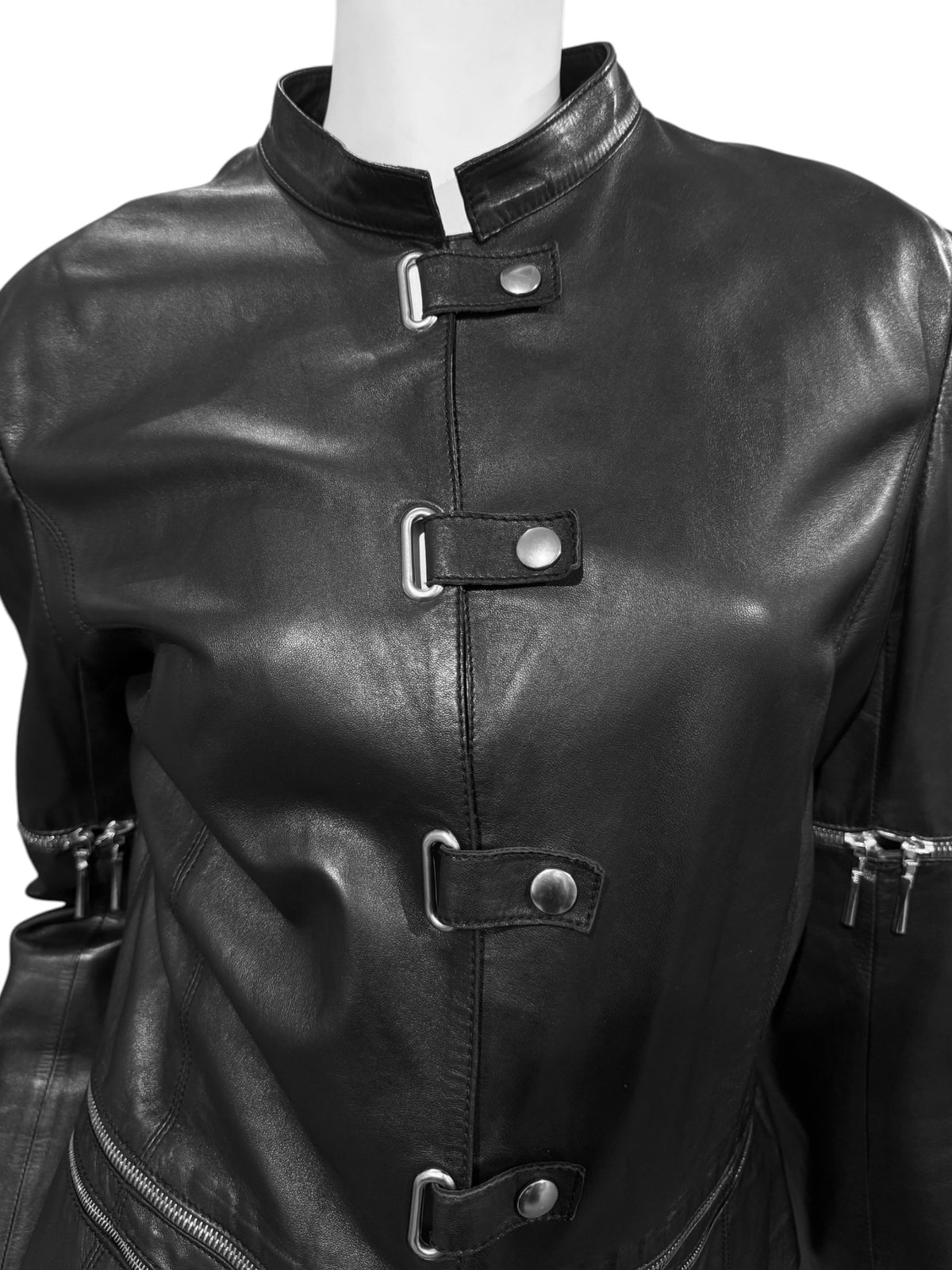 SYLVIE SCHIMMEL 2000s BLACK LEATHER MULTI-ZIP JACKET
